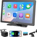 9 Inch Wireless CarPlay Screen for Car, CarPlay & Android Auto Touch Screen Car with Backup Camera, Bluetooth, Navigation, Mirror Link Voice Control