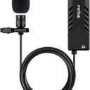 Fifine USB Lavalier Lapel Microphone, Clip-on Cardioid Condenser Computer Mic Plug and Play USB Microphone with Sound Card for PC and Mac-K053