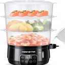 13.7QT Electric Food Steamer for Cooking, Vegetable Steamer with 3 Tiers BPA-Free Baskets, Digital Steamer with Appointment, 800W Fast Cooking, Ideal for Veggies Seafood Rice Black