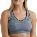 Hanes Women's Seamless Racerback Sports Bra (Ebony Heather, Medium)