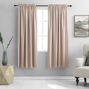 DONREN Medium Gray Blackout Curtains for Bedroom - Room Darkening Thermal Insulated Rod Pocket Curtains for Kids Room(42 x 63 Inch Length,1 Pair)
