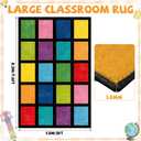 5x7.6 ft Rainbow Color Squares Classroom Rug Happy Squares Educational Area Mat Rainbow Themed Colorful Play Carpet Back to School Learning Mat for Elementary Preschool Nursery(Rainbow Color)