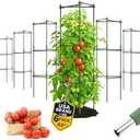 Tomato Cage - Trellis Stakes and Plant Support Structures for Vegetables and Climbing Plants - Tall Tomato Cages for Garden, Pots, Raised Garden Bed Outdoor (6 Pack - Up to 48 Inches)