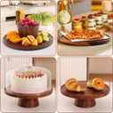 Acacia Wood Cake Stand with Glass Lid 12" Magnetic Base, Detachable Serving Tray for Cake, Cheese, Charcuterie, Snacks & Desserts Wooden Cake Holder for Parties & Kitchen Display
