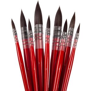 9Pcs Synthetic Squirrel Hair Watercolor Paint Brushes Set Professional Paint Brush Set,Round Synthetic Squirrel Hair Watercolor Mop Brushes, for Artists, Amateur Painting Lovers