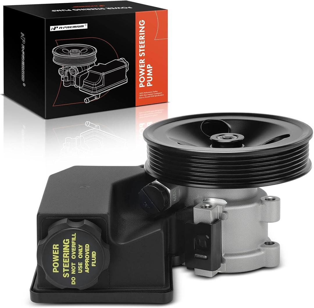 A-Premium Power Steering Pump, with Reservoir & Pulley, Compatible with Jeep WJ Series Grand Cherokee 2001-2004 4.7L & Dodge Ram 1500 2004-2006 8.3L, Viper 2003-2006 8.3L