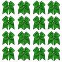 16PCS 8" Large Cheer Hair Bows Ponytail Holder Elastic Band Handmade for Cheerleading Teen Girls College Sports (Green, 16 Count (Pack of 1))