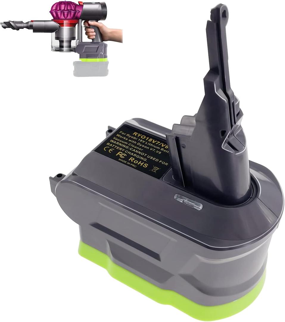 V7/V8 Adapter for Ryobi 18V Lithium Battery Convert to for Dyson V7/V8 Animal Absolute Motorhead Pro Handheld Vacuum Cleaner