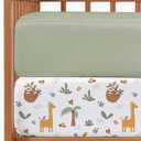 2-Pack Mini Crib Sheets Fitted - Pack N Play Sheets for Pack and Play Mattress - Stretchy Soft Microfiber Playard Bedding - Mini Toddler Bed Cover Boys & Girls - Easy-Fit, Oeko-Tex, 38 x 24in - Safari