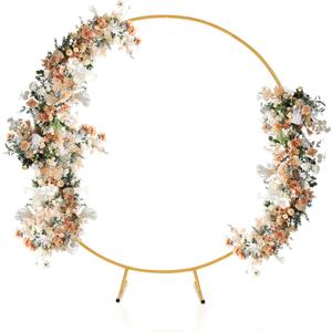 Liacere 5FT Gold Round Backdrop Stand Metal Circle Balloon Arch Frame Wedding Arch for Ceremony Birthday Party Anniversary Bridal Graduation Decoration