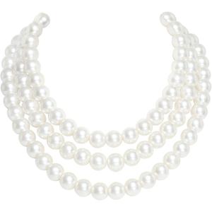 BABEYOND Round Imitation Pearl Necklace Vintage Multi Strands Necklace 20s Flapper Necklace for Party