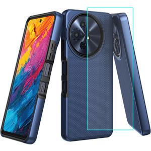 for TCL 60 XE NxtPaper 5G Phone Case with Screen Protector,TCL 60 XE Phone Case Dual Layer Heavy Duty Military Grade Shockproof Corner Cover for TCL 50 XL Blue