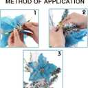 Pack of 12 Pcs Glitter Poinsettia Christmas Tree Ornaments,Christmas Decorations Flower (Green)