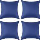 MIULEE Pack of 4 Decorative Outdoor Waterproof Summer Pillow Covers Square Garden Cushion Cases PU Coating Throw Pillow Cover Shell for Patio Tent Park Couch 18x18 Inch Navy Blue
