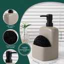 BosilunLife Dish Soap Dispenser - Matte Silver Grey Ceramic Kitchen Soap Dispenser with Sponge Holder Matte Ceramic Soap Daddy Dispenser 20oz for Kitchen Soap Pump and Sponges Caddy