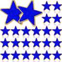 Jexine 32 Pieces Chenille Star Patches Blue Self Adhesive Fabric Stickers Small Chenille Iron on Star Patches DIY Sewing Embroidered Appliques for Christmas Thanksgiving Graduation Clothes Hats Jeans