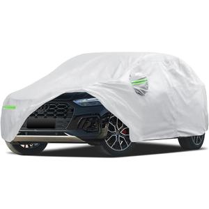Car Cover Custom Fit for Audi Q5/SQ5 2009-2026, Migaven Waterproof Full Exterior Cover Sun Rain Protection with Door Zipper and Cotton Lining, Silver