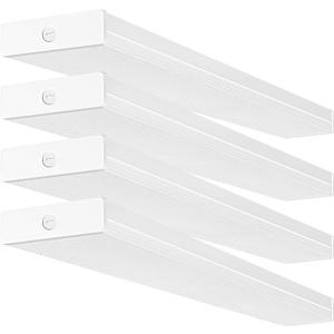 hykolity 4 Pack 4FT LED Wraparound Light 40W 4 Foot LED Shop Lights for Garage, [2-lamp 32W Fluorescent Equiv.] 4400lm 4000K Wrap Light, Flushmount Office Ceiling Light Fixture ETL Listed, 4 Ft | 5.7 Inch