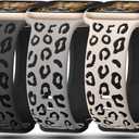 3 Pack Leopard Engraved Bands Compatible with Apple Watch Band 41mm 40mm 38mm 42mm 44mm 45mm 46mm 49mm Women, Soft Silicone Cheetah Embossed Sport Strap for iWatch Series 10 9 8 7 6 5 4 3 2 1 Ultra