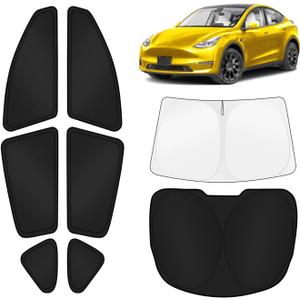 KUST Car Window Shades for Tesla Model Y Juniper 2025-2026 Windshield Sun Shade Side Window Cover UV Block Privacy Protection Accessories for Camping Blackout Rear Back Full Set 8PCS