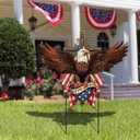 Amyhill 4th of July Outdoor Decor Patriotic Eagle Metal Garden Stakes 250th Anniversary 1976-2026 Decorative Red White Blue Yard Signs with Stakes for Independence Day America Garden Lawn Decorations