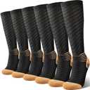 IRAMY Copper Compression Socks Men Women Ankle Support V-Shape Gradient Compression Coolmax Wicking Knee High Socks 3 Packs (Large)