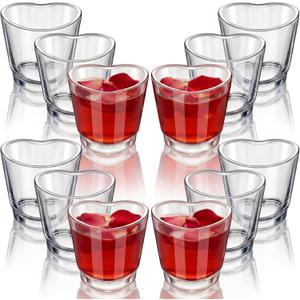 Domensi 12 Pack Clear Heart Shaped Shot Glasses Set 1.5 oz Heavy Base Reusable Mini Shot Cups Cute Bar Cart Accessories for Soju Whiskey Tequila Spirits Valentine's Day Bachelor Galentines Day Party