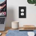 4-Pack Duplex Outlet Cover, Black Metal Wall Plates for Electrical Outlets, 1 Gang Receptacle Light Switch Cover, Pearls Beaded Decorative Switch Plates and Outlet Covers