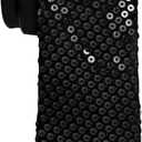 DiBanGu Mens Sequin Skinny Tie and Pocket Square Set,Shiny Solid Necktie Formal Satin Slim Ties for Party Wedding (Black)