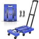 SPACEKEEPER Folding Hand Truck, 500 LB Capacity Luggage Cart, Portable Folding Dolly with 6 Wheels and 2 Elastic Ropes for Luggage, Personal, Travel, Auto, Moving and Office Use, Blue