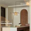Amber Glass Pendant Light Fixture Plug-in Design Lighting Shade, Brown + Wide Volume