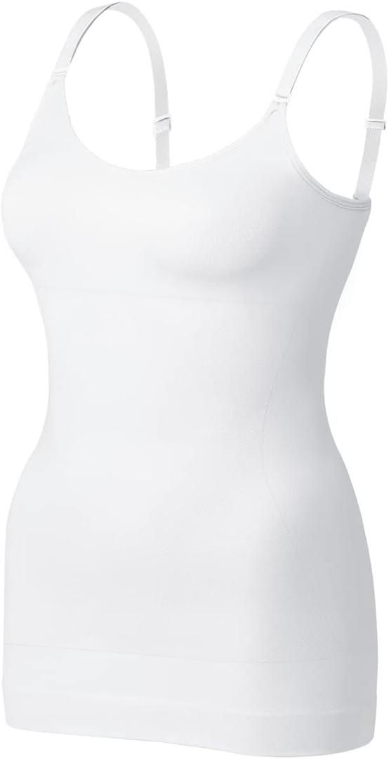 VVX Womens Shapewear for Women Tummy Control Tank Top Body Shaper Seamless Compression Camisole Tops (Medium firm control or one size up), 1pk White-a)