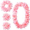 Light Pink Hawaiian Leis Set, Flower leis for Luau Party Decorations Tropical Party Favors, Great for Beach Wedding Birthday Holiday Hawaii Theme Parties (Light Pink)