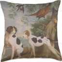 Hunting Dogs French Tapestry Woven Royal Dogs and Nature Throw Pillow (18x18)