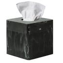 Tissue Box Cover Square Resin Tissue Holder for Home Decor, Hand Poured Marble Tissue Box Holder, 5 x 5 x 5.5 inches, Black