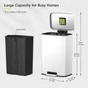 EKO Madison Matte White Stainless Steel 13.2 Gal/50L Kitchen Step Trash Can or Recycling Bin, Removable Inner Liner, Soft Close Lid, Fingerprint Resistant Finish