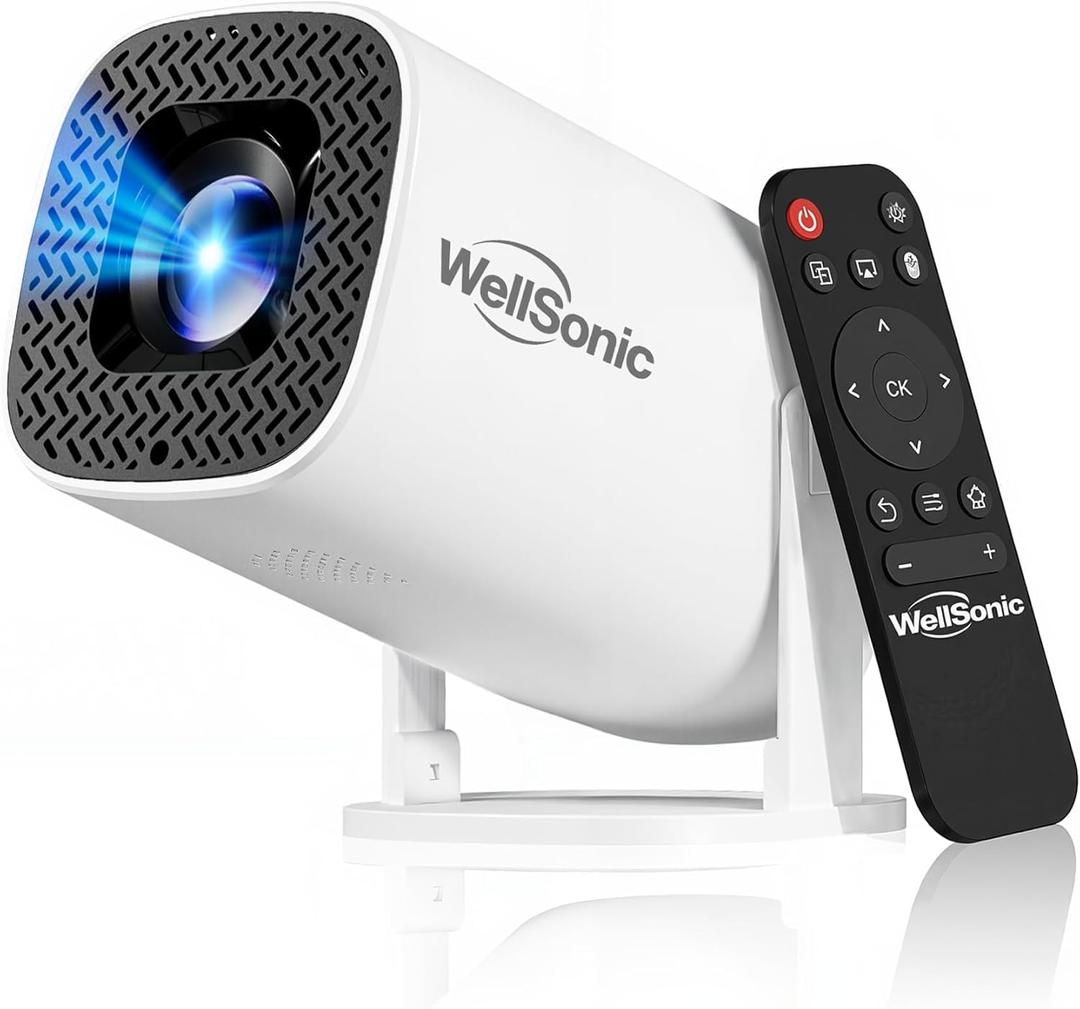 Mini Projector with Wifi and Bluetooth, Build-in Android 14, Portable Projector Outdoor&Ceiling Use, Auto Keystonet&270°Rotatable, 200 Ansi, 4k Home Thearter Movie Projector for HDMI USB