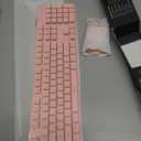 SEUNKWANG V3 Wireless Keyboard and Mouse with Single Backlit, Metal Panel, Bluetooth/2.4G Rechargeable Computer Keyboard and Mouse Combo Silent Lighted Full Size Cute Keyboards-Pink