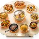 6x Food Warming Mat for Round Tables & Lazy Susans - 28” Extra Large Centerpiece Silicone Electric Warmer for Pizza, Parties & Gatherings with 7 Heat Levels, Timer, Child Lock