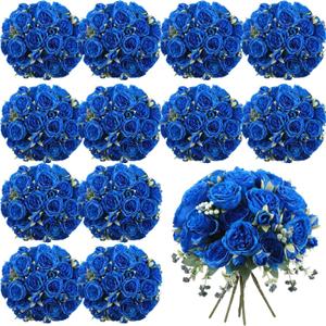 Geosar 16 Bundles Artificial Peonies Flowers Fake Silk Peony Bouquet Faux Peonies Flowers Bulk for Decoration Vase Floral Arrangements Wedding Party Table (Royal Blue)