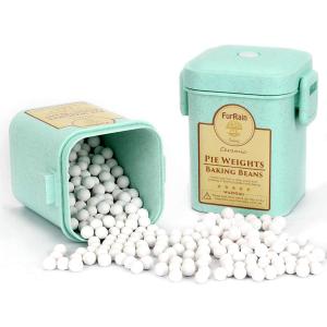 Ceramic Pie Weights Reusable 10mm Baking Beans Pie Crust Weights Natural Ceramic Stoneware with Wheat Straw Container (1PCS (1.2 LB))