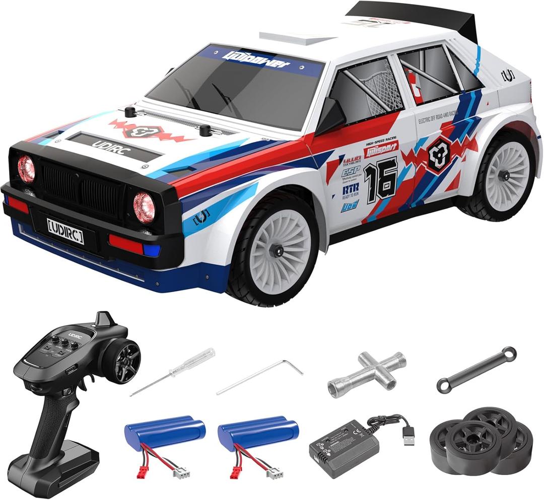 RC Drift Car 1/16 Scale 30+MPH Remote Control Car, Upgraded Brush Motor RC Off-Road Car with 2 Rechargeable Batteries, 2 Sets of Tires, and Light for 8-12 Years Old