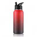 Fanhaw 32 oz Insulated Water Bottle – Portable Stainless Steel Flask with 3 Lids (Straw, Spout, Carabiner) | Leakproof, for Gym, Hiking, Work, Travel & Everyday Use (Navy Blue)