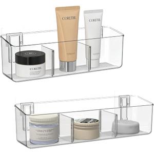 vacane Plastic Over Cabinet Door Organizer, Adhesive Mount Storage Organizer Container Hanging Basket Bins For Craft Room, Pantry, Office, Space Saving Holder for Kitchen Bags-XL 2pack