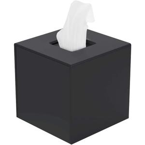 FEMELI Tissue Box Cover,Square Acrylic Tissues Paper Holder for Bathroom Bedroom Office,Black (5.5*5.5*5.5inch(L*W*H))