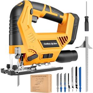 Jig Saw Compatible with Dewalt 20V Max Battery (No Battery), Cordless Jig Saw Brushless Jigsaw Tool with LED Light, 0- 45 Bevel Cuts, 3 Orbital Settings for Straight/Curve/Circle Cutting