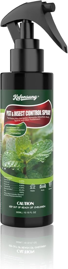 Peppermint Oil Pest & Insect Control Spray-Peppermint Oil Spray for Rodents,Natural Spray for Spiders, Ants, Roaches, and More-Plant-Based,Use for Home-300ml
