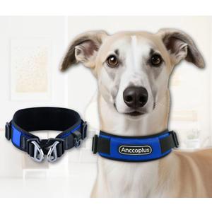 ANCCOPLUS Comfort Fit Dog Collar, Anti-Choke Neck Safe Dog Training Collar, Wide Padded, Breathable, Adjustable with Dual D-Rings, Soft Cushion Neck Protector for Dogs (L, Blue)