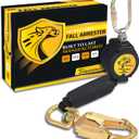 TRSMIMA Fall Protection Retractable Lanyard - 10FT Construction Self-Retracting Lanyard Fall Arrest Safety Roofing Carbineer Swivel Top Steel Snap Hook