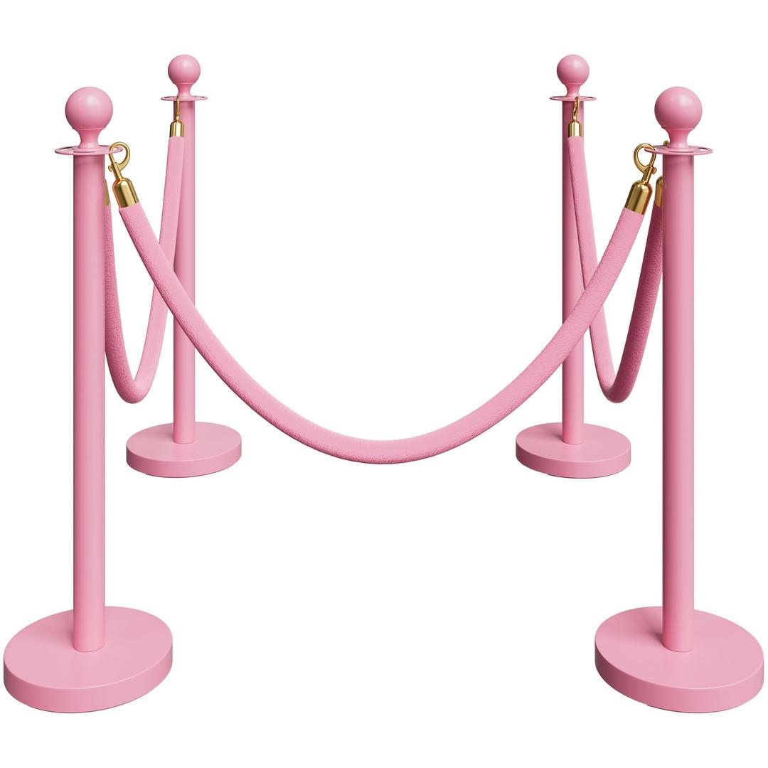 4 Pack Pink Stanchions and Velvet Ropes Set, Stainless Steel Crowd Control Barriers, 3Pcs Pink Ropes and Poles for Party Supplies,Prom,Birthday,Business,Wedding,Baby Shower, Bridal Shower,Anniversary